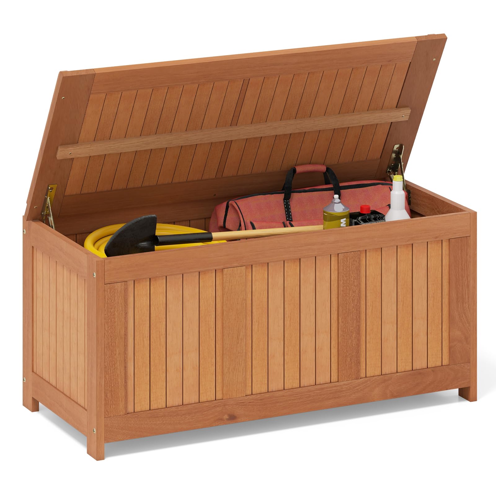 Tangkula Coffre de rangement extérieur en bois de 220 L pour jardin